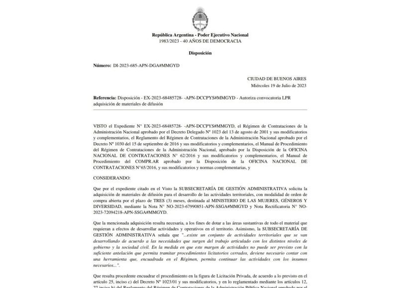 El expediente del ministerio.